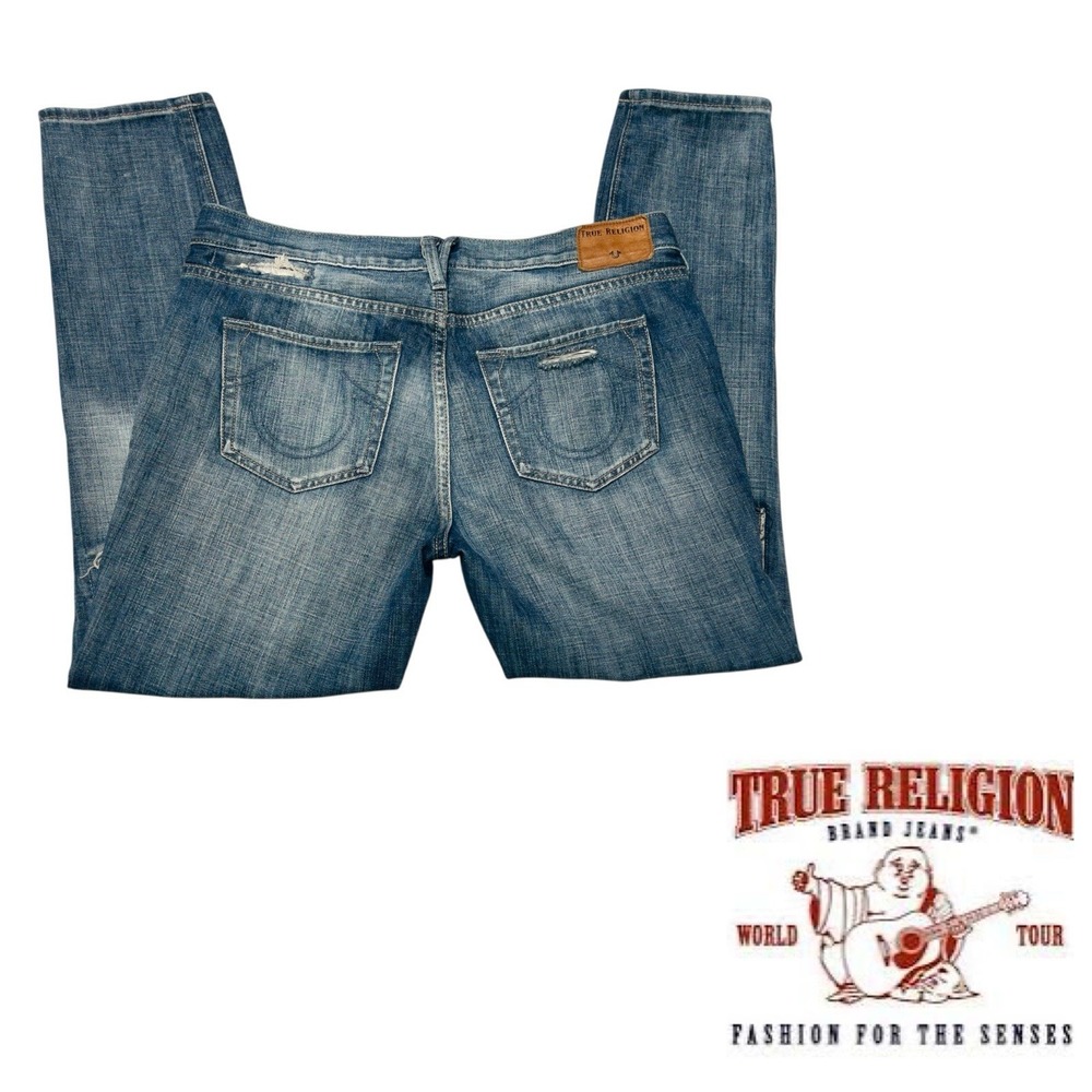 True Religion Cameron Patch Boyfriend Slim Jeans Womens Size 29 Casual Denim‎
